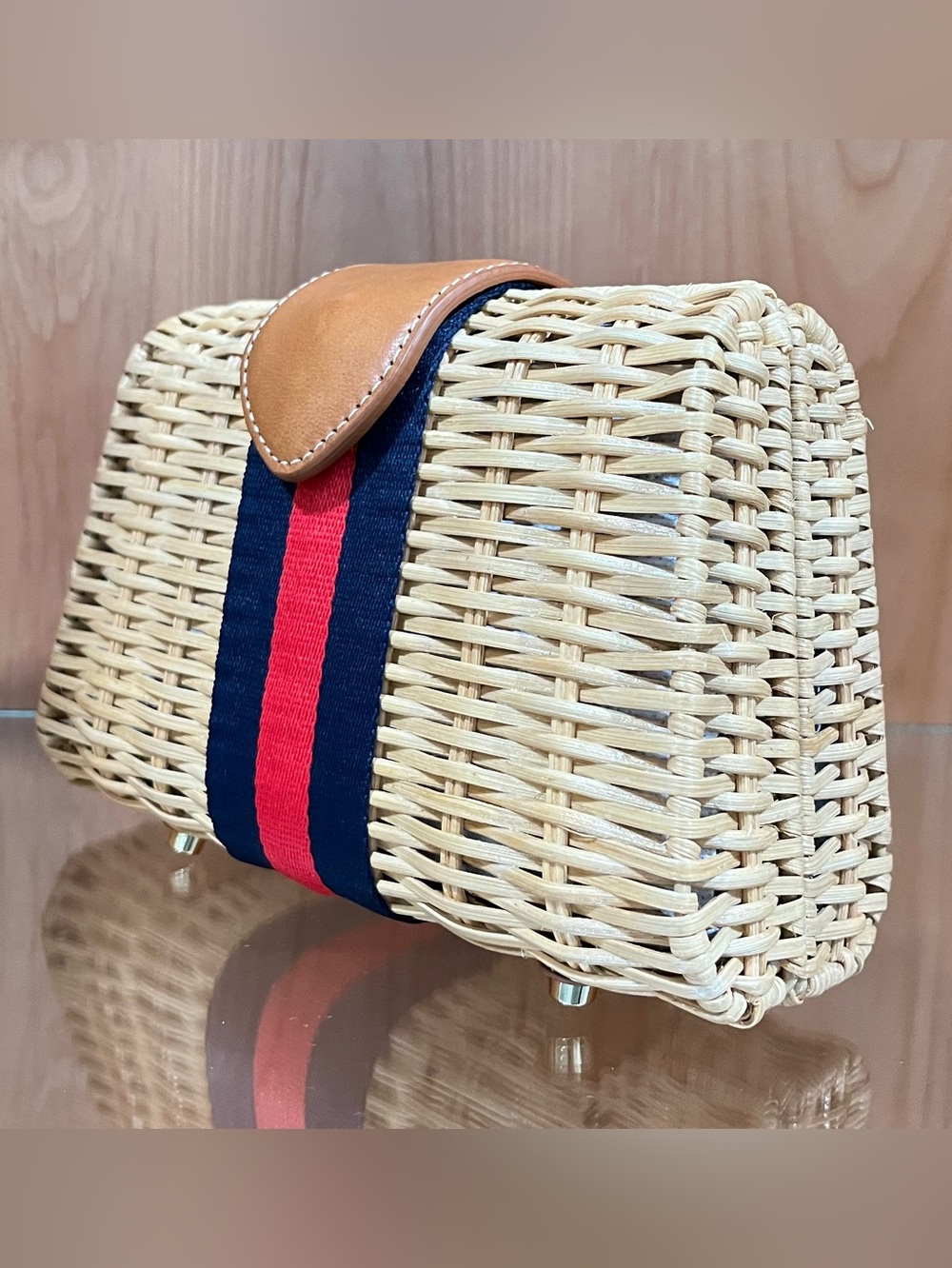 J. McLaughlin Wicker Olivia Clutch Natural Stripe - Picture 9 of 17